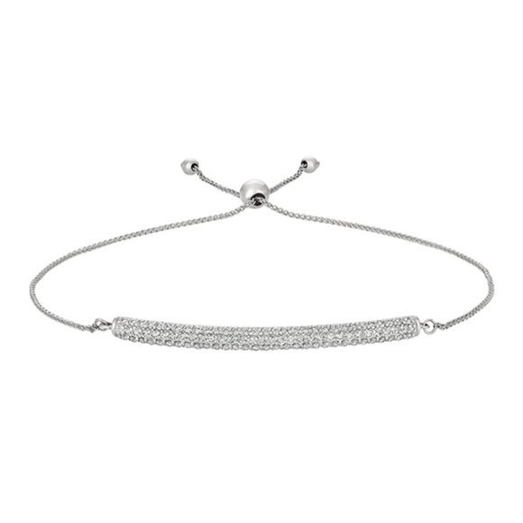 1.00 Carat Natural Diamond Bolo Bar Bracelet 14K